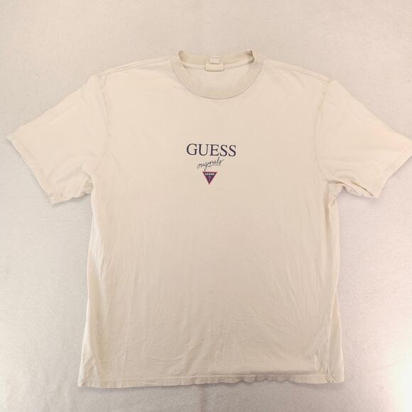 Guess Casual Graphic Short Sleeve Crew Neck T Shirt Mens Size Medium M Tan - Picture 2 of 10